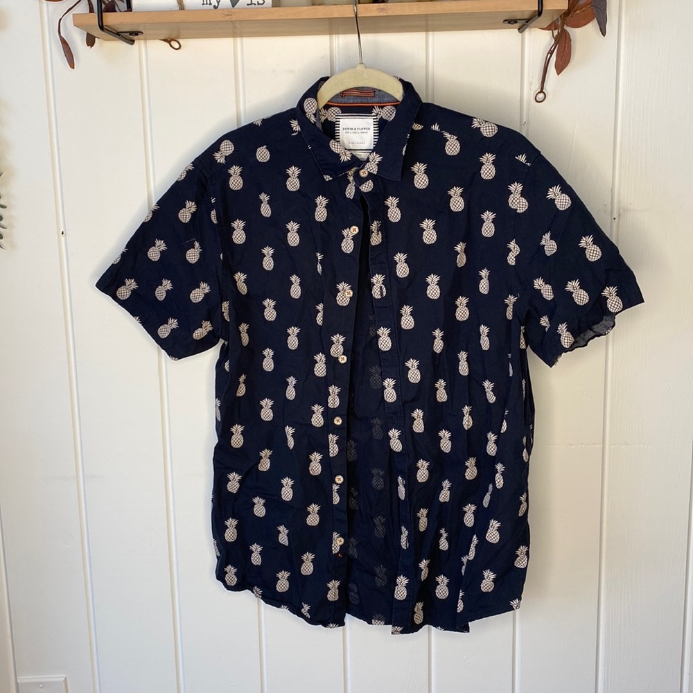 Men's short sleeve button slim fit